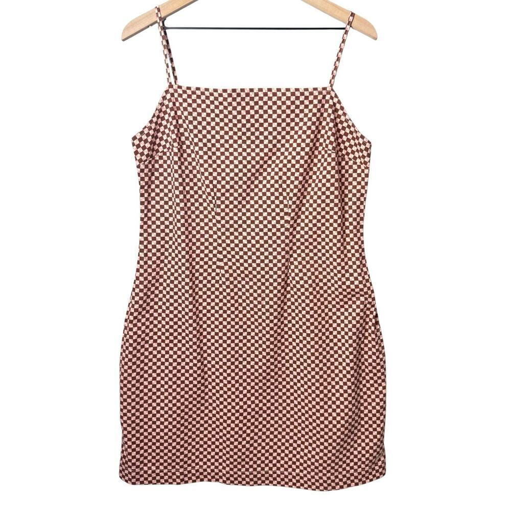 Levi's Womens Mini Dress Square Neck Cotton Pink Checkered Casual Size L